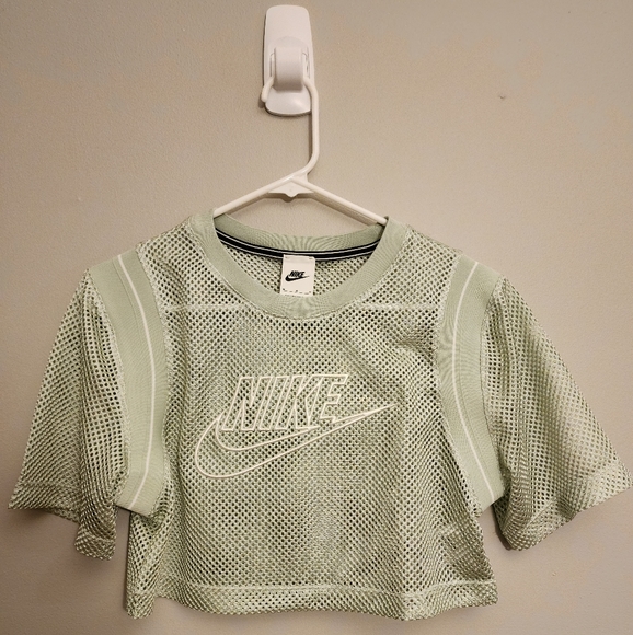 Nike Green and White Mesh Net Cropped Crop Top Shirt Jersey Size Medium - Picture 6 of 14